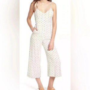 Lost + Wander Womens White Hollywood Cropped Printed Jumpsuit Size Medium